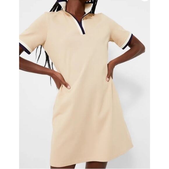 Tuckernuck Hutton Polo Mini Dress Beige Women's Size Small Preppy Pockets - Picture 2 of 10
